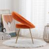 Orange Velvet Modern accent/Conversation Lounge Chair With Gold Plated Legs; unique appearance; Suitable For Office; Lounge; Living Room