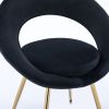 Black Velvet Modern accent/Conversation Lounge Chair With Gold Plated Legs; unique appearance; Suitable For Office; Lounge; Living Room