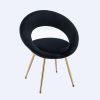 Black Velvet Modern accent/Conversation Lounge Chair With Gold Plated Legs; unique appearance; Suitable For Office; Lounge; Living Room