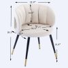 Off-White Velvet lounge chair; black metal feet; unique back design; suitable for office; living room; bedroom