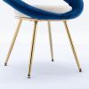 Navy Blue+Off-White Velvet Modern accent/Conversation Lounge Chair With Gold Plated Legs; unique appearance; Suitable For Office; Lounge; Living Room