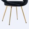 Black Velvet Modern accent/Conversation Lounge Chair With Gold Plated Legs; unique appearance; Suitable For Office; Lounge; Living Room