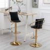 Black velvet bar chair; pure gold plated; unique design; 360 degree rotation; adjustable height; Suitable for dinning room and bar; set of 2