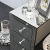 3-Drawer Mirrored Nightstand End Tables Bedside Table for Bedroom, Living Room, Silver