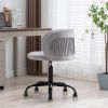 Zen Zone Velvet Leisure office chair; suitable for study and office; can adjust the height; can rotate 360 degrees; with pulley; Grey