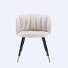 Off-White Velvet lounge chair; black metal feet; unique back design; suitable for office; living room; bedroom