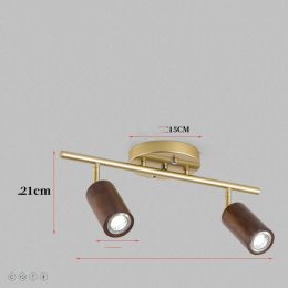 Ceiling Lamp Household Surface Mounted Downlight (Option: Doubleheaded walnut-Trichromatic light)