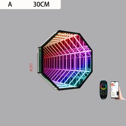 Modern Creative Abyss Melaleuca Mirror Colorful Wall Lamp Octagon (Option: A-US-30cm)