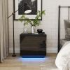 Modern High gloss UV Night Stand with 2 drawers & LED lights