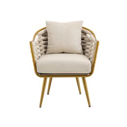 COOLMORE Velvet Accent Chair Modern Upholstered Armchair Tufted Chair with Metal Frame; Single Leisure Chairs for Living Room Bedroom Office Balcony (Color: as Pic)