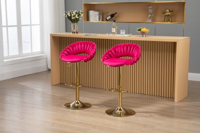 COOLMORE Swivel Bar Stools Set of 2 Adjustable Counter Height Chairs with Footrest for Kitchen; Dining Room 2PC/SET (Color: as Pic)