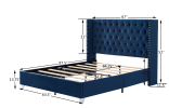 B100S Queen bed; Button designed Headboard; strong wooden slats + metal legs with Electroplate