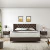 B100S King bed; Button designed Headboard; strong wooden slats + metal legs with Electroplate