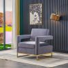 Modern Velvet Accent Chair; Elegant Armchair with Stainless Steel Base