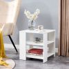 Square side table,simple style design,3-tier end table,wood living room nightstand,bedroom,easy assembly,1-pack