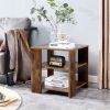 Square side table,simple style design,3-tier end table,wood living room nightstand,bedroom,easy assembly,1-pack