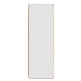 Full-Length Mirror 63"x20";  Round Corner Aluminum Alloy Frame Floor Full Body Large Mirror;  Stand or Leaning Against Wall for Living Room or Bedroom (Color: gold)