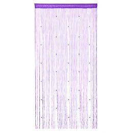 Crystal Beaded String Door Curtain Beads Room Divider Fringe Window Panel Drapes (Color: Light Purple)