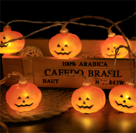 Halloween Battery Remote Control USB LED String Lights (Option: Faceted pumpkin-6meters 40lights white)