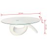 Coffee Table with Oval Glass Top High Gloss White