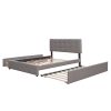 Upholstered Platform Bed with 2 Drawers and 1 Twin XL Trundle;  Linen Fabric;  Queen Size