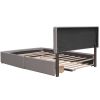 Upholstered Platform Bed with 2 Drawers and 1 Twin XL Trundle;  Linen Fabric;  Queen Size