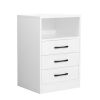 Nightstand with 3 Drawers and Cabinet; USB Charging Ports;  Wireless Charging and Remote Control LED Light