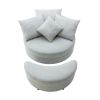 Orisfur. 360&deg; Swivel Accent Barrel Chair with Storage Ottoman &amp; 4 Pillows; Modern Linen Leisure Chair Round Accent for Living Room