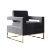 Modern Velvet Accent Chair; Elegant Armchair with Stainless Steel Base