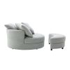 Orisfur. 360&deg; Swivel Accent Barrel Chair with Storage Ottoman &amp; 4 Pillows; Modern Linen Leisure Chair Round Accent for Living Room