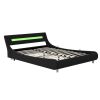 Queen Size Low Profile Upholstered Platform Bed with LED headboard