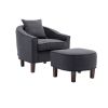 COOLMORE Accent Chair with Ottoman, Mid Century Modern Barrel Chair Upholstered Club Tub Round Arms Chair for Living Room