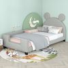 Twin Size Upholstered Daybed with Carton Ears Shaped Headboard