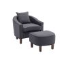 COOLMORE Accent Chair with Ottoman, Mid Century Modern Barrel Chair Upholstered Club Tub Round Arms Chair for Living Room