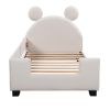 Twin Size Upholstered Daybed with Carton Ears Shaped Headboard