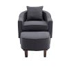 COOLMORE Accent Chair with Ottoman, Mid Century Modern Barrel Chair Upholstered Club Tub Round Arms Chair for Living Room