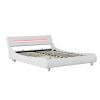 Queen Size Low Profile Upholstered Platform Bed with LED headboard