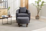 COOLMORE Accent Chair with Ottoman, Mid Century Modern Barrel Chair Upholstered Club Tub Round Arms Chair for Living Room