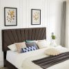 B108 Queen bed Beautiful line stripe cushion headboard ; strong wooden slats + metal legs with Electroplate