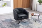 COOLMORE Swivel Barrel chair living room chair with nailheads and Metal base