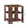 Square side table,simple style design,3-tier end table,wood living room nightstand,bedroom,easy assembly,1-pack