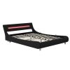 Queen Size Low Profile Upholstered Platform Bed with LED headboard