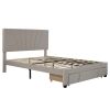 Queen Size Storage Bed Velvet Upholstered Platform Bed with a Big Drawer