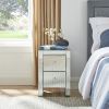 Mirrored Nightstand End Tables with 2/3/4-Drawer; Silver Modern Beside Table; Mirror Accent Side Table for Bedroom; Living Room