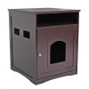 Cat's Wooden House Indoor Feline Condo Toilet Litter Box Hideaway Beside Table Nightstand XH