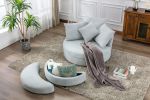 Orisfur. 360&deg; Swivel Accent Barrel Chair with Storage Ottoman &amp; 4 Pillows; Modern Linen Leisure Chair Round Accent for Living Room