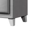 Contemporary Velvet Upholstered Glass Top Nightstand End table with Two Drawers Gray Solid Wood