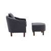 COOLMORE Accent Chair with Ottoman, Mid Century Modern Barrel Chair Upholstered Club Tub Round Arms Chair for Living Room