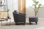 COOLMORE Accent Chair with Ottoman, Mid Century Modern Barrel Chair Upholstered Club Tub Round Arms Chair for Living Room