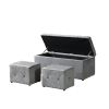 1 Piece Rectangular Storage Ottoman Short velvet with 2 Set Ottomans